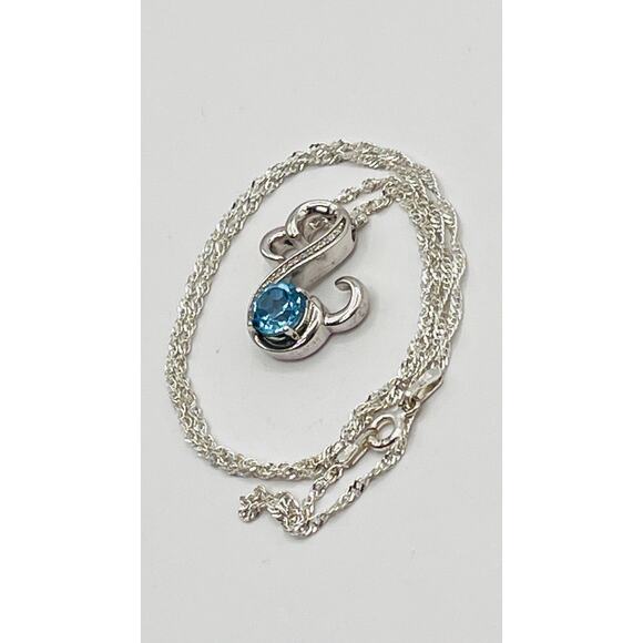 Designer JWBR Silver 925 Blue Topaz Moissanaite Heart Pendant Twist Rope Chain - Picture 8 of 10